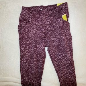 Maroon Leopard Leggings, NWT